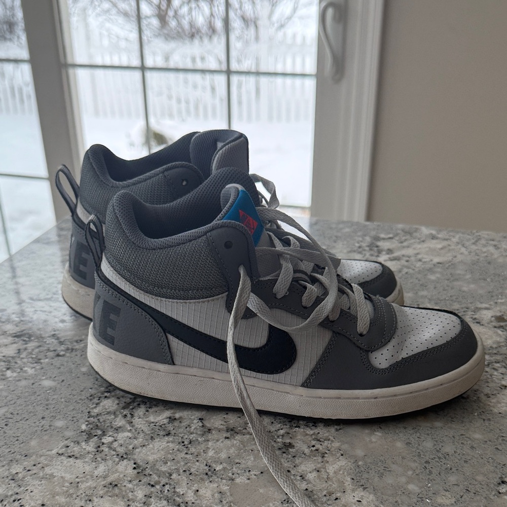 Big Kid Gray and Black High-Top Nike Sneakers - Picture 3 of 5